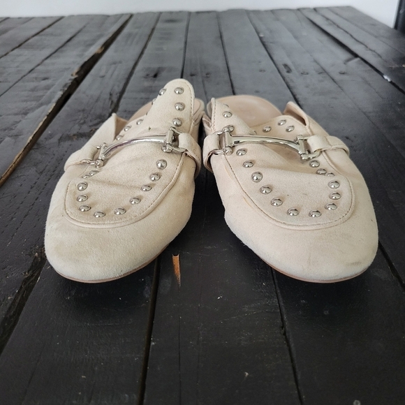 Aldo Mules Beige Slides Slip On Horsebit Studs Women's 7 Shoes - Picture 4 of 9